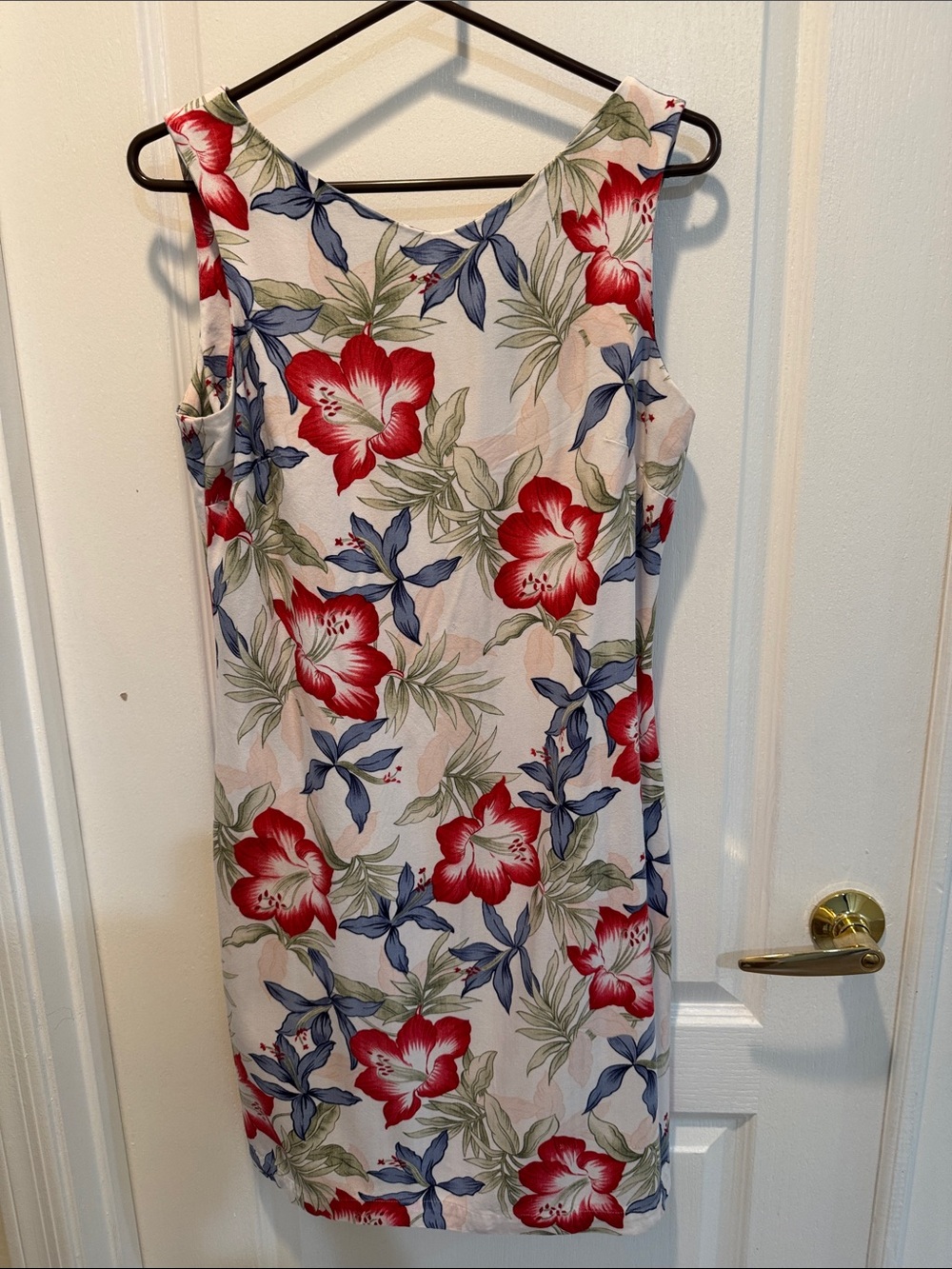 Floral Sleeveless Midi Dress in Red & Blue